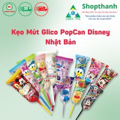 Kẹo Mút Glico PopCan Disney - Kẹo Mút Mini Hương Vị Nho, Táo, Chanh, Cam - Quà Tặng Fan Disney Nhật Bản