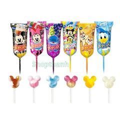 Kẹo Mút Glico PopCan Disney - Kẹo Mút Mini Hương Vị Nho, Táo, Chanh, Cam - Quà Tặng Fan Disney Nhật Bản