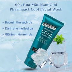 Sữa Rửa Mặt Nhật Bản Pharmaact Cool 130g - Bạc Hà Mát Lạnh, Làm Sạch Sâu, Giảm Nhờn, Ngăn Ngừa Mụn Cho Da Nam