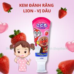 Kem Đánh Răng Trẻ Em Lion Nhật Bản 40g - Vị Dâu & Dưa Lưới, Bảo Vệ Răng Sữa An Toàn Cho Bé Từ 1 Tuổi