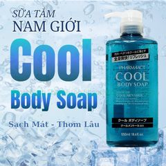 Sữa Tắm Nam Bạc Hà Pharmaact Cool Body Soap 550ml - Làm sạch mát lạnh với hương thơm nam tính, nhập khẩu Nhật Bản