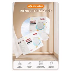 Hộp 100 Miếng Lót Thấm Hút Sữa TopGiaKids - 5 Lớp Siêu Thấm, Chống Tràn, An Toàn Cho Mẹ Sau Sinh, Chất Liệu Từ Sợi Organic Tự Nhiên
