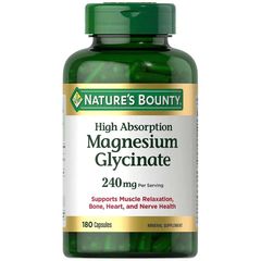 Viên uống bổ sung Magie Glycinate 240 mg Nature's Bounty, 180 viên - Hỗ trợ sức khỏe tim mạch và giấc ngủ sâu.
