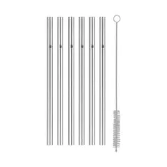 Bộ 6 ống hút cao cấp WMF Baric Cromargan với chổi rửa, thân thiện môi trường, bền đẹp, tiện dụng cho gia đình, cao 18cm