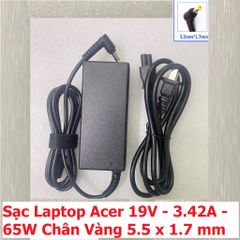 Sạc Laptop Acer 19V 3.42A 65W Chân Vàng 5.5 x 1.7mm - Sạc Zin Chính Hãng Mới 100%
