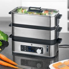 Nồi Hấp 2 Tầng WMF Cromargan 18/10 - Nồi Hấp Điện Chất Lượng Cao 900W Tiết Kiệm Điện, Dung Tích 4,3L Hấp Thức Ăn An Toàn