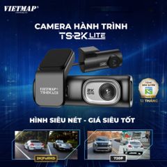 Camera Hành Trình VIETMAP TS-2K Lite - Ghi Hình Super HD 2K Trước Sau, Kết Nối WIFI 5Ghz, Bền Bỉ Với Pin Siêu Tụ Điện