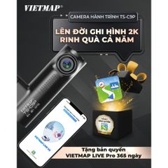 Camera hành trình VIETMAP TS-C9P 2K siêu nét với GPS tích hợp, góc quay 150°, Wi-Fi và cảm biến G-Sensor, an toàn cho mọi chuyến đi