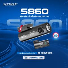 Camera Hành Trình VIETMAP S860 - An Toàn Với Ghi Hình 3K Trước & Full HD Sau, Cảnh Báo Giao Thông Thông Minh, Thiết Kế Nhỏ Gọn 2025