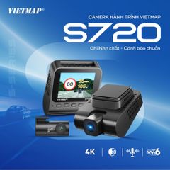 Camera Hành Trình Vietmap S720 4K - Ghi Hình Ban Ngày Ban Đêm, Cảnh Báo Giao Thông Thông Minh, Điều Khiển Bằng Giọng Nói, Quà Tặng Thẻ Nhớ 64GB