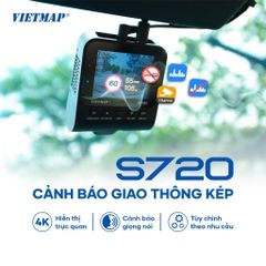 Camera Hành Trình Vietmap S720 4K - Ghi Hình Ban Ngày Ban Đêm, Cảnh Báo Giao Thông Thông Minh, Điều Khiển Bằng Giọng Nói, Quà Tặng Thẻ Nhớ 64GB