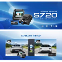 Camera Hành Trình Vietmap S720 4K - Ghi Hình Ban Ngày Ban Đêm, Cảnh Báo Giao Thông Thông Minh, Điều Khiển Bằng Giọng Nói, Quà Tặng Thẻ Nhớ 64GB