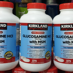 Kirkland Glucosamine HCL 1500mg & MSM 1500mg - Hỗ trợ sức khỏe xương khớp, 375 viên - Đảm bảo chất lượng USA
