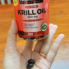 Viên uống dầu tôm Kirkland Signature Krill Oil 500mg 180 viên - Tăng cường sức khỏe tim mạch, omega-3 tự nhiên, hỗ trợ viêm khớp, tăng sức đề kháng