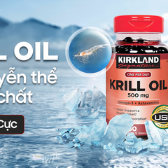 Viên uống dầu tôm Kirkland Signature Krill Oil 500mg 180 viên - Tăng cường sức khỏe tim mạch, omega-3 tự nhiên, hỗ trợ viêm khớp, tăng sức đề kháng
