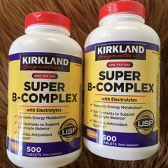 (Cao cấp) Vitamin B tổng hợp Super B-Complex Kirkland 500 viên - Bổ sung năng lượng, giảm stress và cải thiện sức khỏe toàn diện Chính hãng