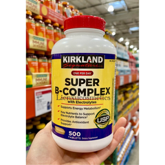 (Cao cấp) Vitamin B tổng hợp Super B-Complex Kirkland 500 viên - Bổ sung năng lượng, giảm stress và cải thiện sức khỏe toàn diện Chính hãng