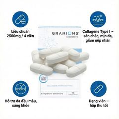 Viên Uống Granions Collagen 2500 mg - Thực Phẩm Bảo Vệ Sức Khỏe - 60 Viên - Tăng Cường Độ Đàn Hồi Cho Da, Xuất Xứ Pháp