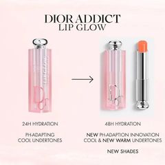 Son Dưỡng Môi Dior Addict Lip Glow Balm 004 Coral - Son Dưỡng Môi Chính Hãng Pháp Màu Cam San Hô 3.2g, Dưỡng Ẩm Mềm Mại, Làn Môi Rạng Rỡ