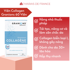 Viên Uống Granions Collagen 2500 mg - Thực Phẩm Bảo Vệ Sức Khỏe - 60 Viên - Tăng Cường Độ Đàn Hồi Cho Da, Xuất Xứ Pháp