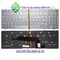 Bàn phím laptop Dell Inspiron 15-7000/15-7537 - Màu bạc, có đèn LED, bảo hành đổi mới, chất lượng cao, chuẩn US layout