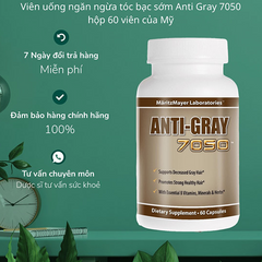 Viên uống cải thiện tóc bạc sớm Anti Gray Hair 7050 - Dưỡng chất phục hồi màu tóc tự nhiên, bảo vệ và làm mềm mượt tóc