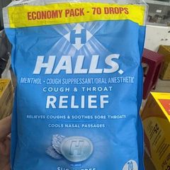 Kẹo ngậm Halls thông cổ mát họng - Giảm đau họng, hương menthol, 70 viên tiện lợi cho gia đình, chăm sóc sức khoẻ mùa lạnh