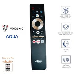 Điều Khiển Remote Tivi AQUA AQT - Giọng Nói Tích Hợp, Phím Bấm Êm Nhạy - Hàng Mới, Tặng Kèm Pin, Tương Thích Tivi SMART