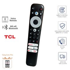Điều Khiển Remote Tivi TCL Giọng Nói 3 Nút Trắng Dài - Phím Êm, Hỗ Trợ Smart TV, Tặng Kèm Pin Chính Hãng