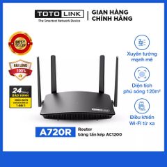 Bộ Phát WiFi Totolink A720R AC1200m Băng Tần Kép, 4 Ăng Ten Công Suất Cao cho Tốc Độ 1167Mbps - Hàng Chính Hãng Phân Phối