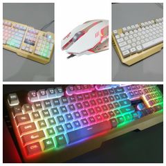 Bàn Phím Chuột Gaming EWEADN K005 Trắng Giả Cơ LED RGB 7 Màu Chống Nước - Combo Chơi Game Hoàn Hảo cho Gamer và Văn Phòng