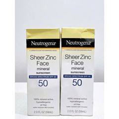 Kem Chống Nắng Neutrogena Sheer Zinc SPF50 - 59ml Dành Cho Da Dầu Mụn, Bảo Vệ UV, Giảm Mụn, Dưỡng Ẩm, Nhẹ Nhàng Cho Da Nhạy Cảm