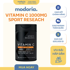 Viên Uống Bổ Sung Vitamin C Sports Research 1000mg - 180 Viên Mỹ Dễ Uống, Hỗ Trợ Miễn Dịch và Sức Khỏe Tổng Thể