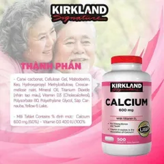 Viên uống Bổ sung Canxi Kirkland 600mg + Vitamin D3 - Hỗ trợ Xương và Răng Chắc Khỏe, Giảm Nguy Cơ Loãng Xương, Mỹ