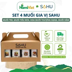 Combo 4 Muối Gia Vị Sahu - Hoa Muối, Muối Tre, Muối Tiêu, Muối Hầm - Nguyên Liệu Nấu Ăn Từ Muối Biển Tự Nhiên Việt Nam