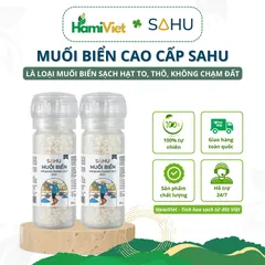 Muối Biển Cao Cấp Sahu - Hạt To, Thô, Tự Nhiên, Không Chạm Đất, 60g, Thích Hợp Rắc Món Ăn thêm Hương Vị Tươi Mát