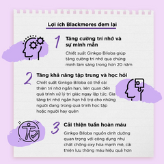 Viên uống Blackmores Ginkgoforte 40 viên - Hỗ trợ trí nhớ, tuần hoàn máu não, cải thiện tập trung từ Úc