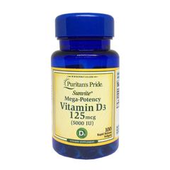 Viên uống bổ sung Vitamin D3 Puritan's Pride 125mcg 5000 IU - Hỗ trợ sức khỏe xương và hệ miễn dịch hiệu quả