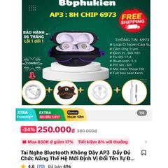 Tai Nghe Bluetooth Không Dây BBS 6973 - Âm Thanh Stereo Chất Lượng, Kết Nối Nhanh và Mic Rõ Ràng, Tặng Cáp + Ốp Chính Hãng