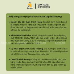 Dầu Gió Xanh Eagle Brand Chính Hãng - Sản Phẩm Medicated Oil Nổi Tiếng Từ Singapore, Hỗ Trợ Giảm Đau, Giảm Ngứa