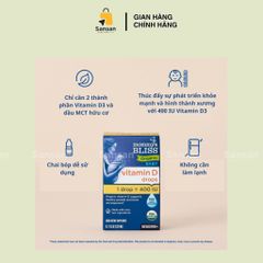 Vitamin D3 Mommy Bliss Cho Bé 0-1 Tuổi - Giọt Bổ Sung Hữu Cơ 400IU 3.24ml - Hỗ Trợ Phát Triển Hệ Xương Răng Từ Mỹ