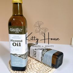 Dầu Hạt Lanh Ép Lạnh Plenty Foods Chai 375ml - Dầu Hạt Lanh Hữu Cơ Tăng Cường Sức Khỏe, Giảm Cân Ẩm Thực và Làm Đẹp