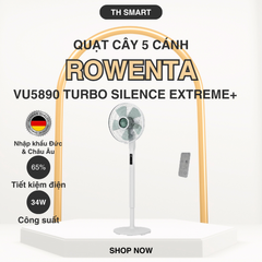 Quạt Cây 5 Cánh Yên Tĩnh Rowenta VU5890 Turbo Silence Extreme+ - Quạt Đứng Tiết Kiệm Năng Lượng, 16 Cấp Gió, Điều Khiển Từ Xa