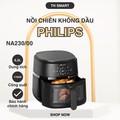 Nồi Chiên Không Dầu Philips NA230/00 6.2L 1700W - Điều Khiển Cảm Ứng, Công Nghệ Rapid Air, Nấu Chín Ngon, Ít Dầu Mỡ