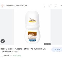 [Ngăn ố vàng] Lăn khử mùi Cavailles Absorb+ Efficacite 48h - 50ml