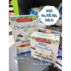 Nước Uống Detox Superdiet Drainaflore Bio Pháp - Thanh Lọc Gan, Thận, Ruột - Hộp 20 Ống Hữu Cơ 15ml