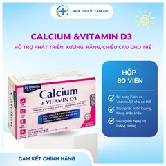 Viên uống bổ sung Calcium & Vitamin D3 PV Pharma - Hỗ trợ phát triển xương, chiều cao & sức khỏe cho trẻ từ 4 tuổi trở lên