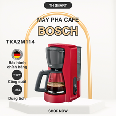 Máy Pha Café Phin BOSCH TKA2M114 Màu Đỏ - Bình Thủy Tinh Cao Cấp, Hệ Thống Pha Giọt Truyền Thống, Ly Cà Phê Thơm Ngon tuyệt Hảo