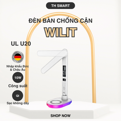 Đèn Bàn Chống Cận WILIT UL U20 - Đèn LED Thông Minh Tích Hợp Sạc Không Dây Màu Trắng, Chống Mỏi Mắt, Hẹn Giờ Tắt