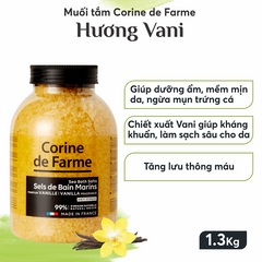 Muối Tắm Corine de Farme Hương Vani 1.3Kg - Sản Phẩm Chăm Sóc Da Giúp Thư Giãn và Làm Mềm Da Cho Mọi Loại Da